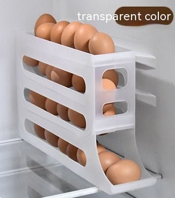 Refrigerator 4-Layer Automatic Egg Roller Sliding Egg Tray Refrigerator Side Door Large Capacity Holder Egg Storage Box Kitchen Gadgets | Orazek UK Ltd