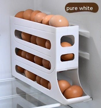Refrigerator 4-Layer Automatic Egg Roller Sliding Egg Tray Refrigerator Side Door Large Capacity Holder Egg Storage Box Kitchen Gadgets | Orazek UK Ltd