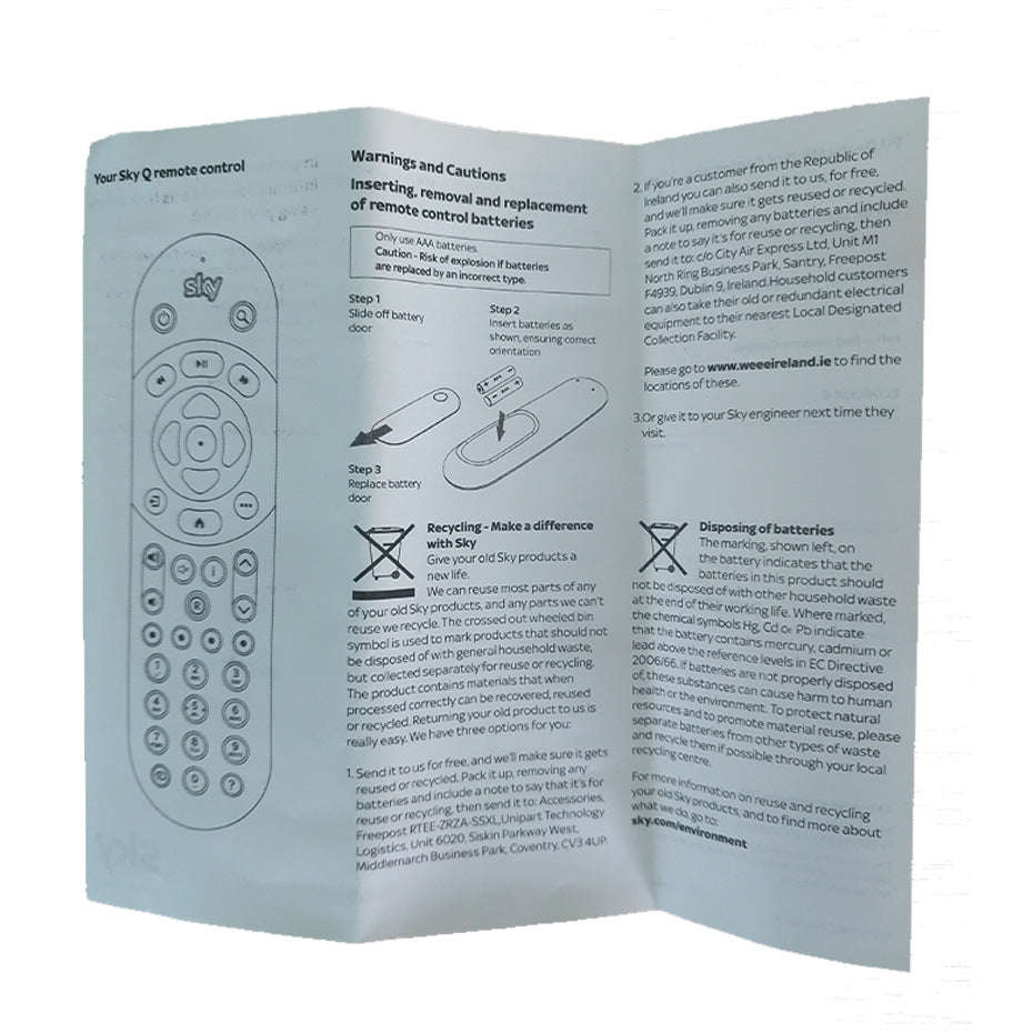 Replacement Universal Remote Controller for Sky Q TV Box | Orazek UK Ltd