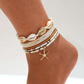 Resort-style Starfish Shell Rice-bead Anklet for Summer Beach | Orazek UK Ltd