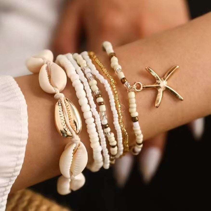 Resort-style Starfish Shell Rice-bead Anklet for Summer Beach Orazek UK Ltd