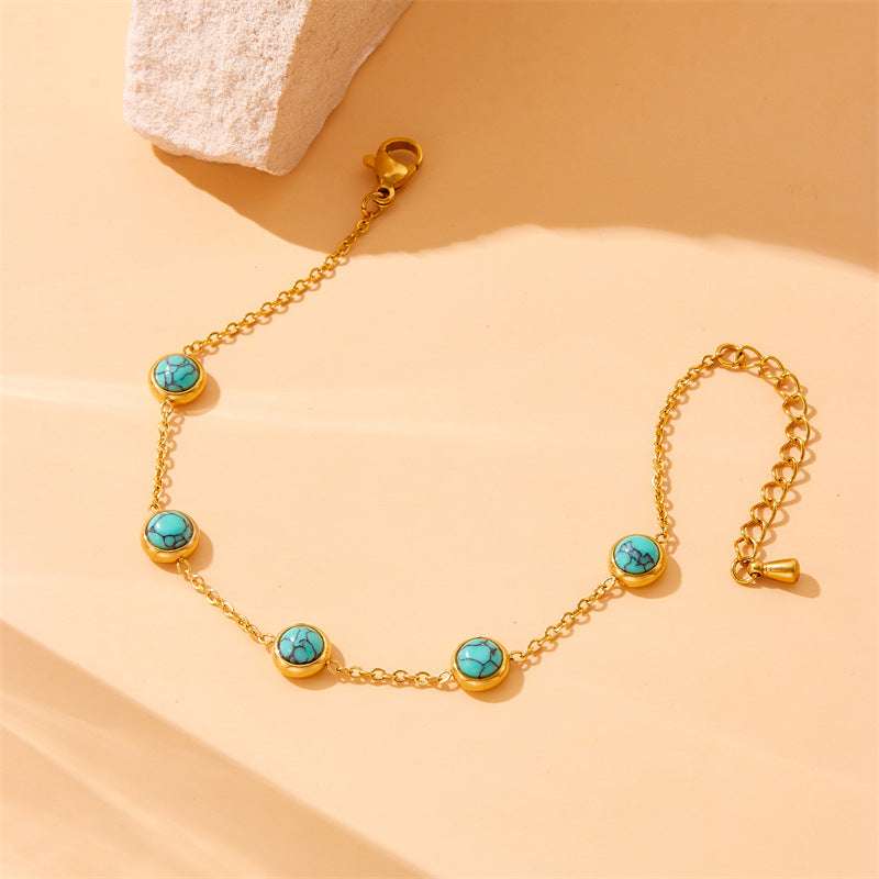 Retro All-Match Blue Turquoise Stainless Steel Jewelry Set | Orazek UK Ltd