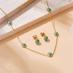 Retro All-Match Blue Turquoise Stainless Steel Jewelry Set | Orazek UK Ltd