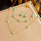 Retro All-Match Blue Turquoise Stainless Steel Jewelry Set | Orazek UK Ltd