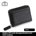 RFID Genuine Leather Card Wallet Men Women Purse With Coin Pocket Zipper Credit Card Holder Small Wallets Bags | Orazek UK Ltd