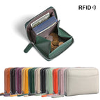 RFID Genuine Leather Card Wallet Men Women Purse With Coin Pocket Zipper Credit Card Holder Small Wallets Bags | Orazek UK Ltd