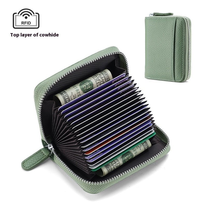 RFID Genuine Leather Card Wallet Men Women Purse With Coin Pocket Zipper Credit Card Holder Small Wallets Bags | Orazek UK Ltd