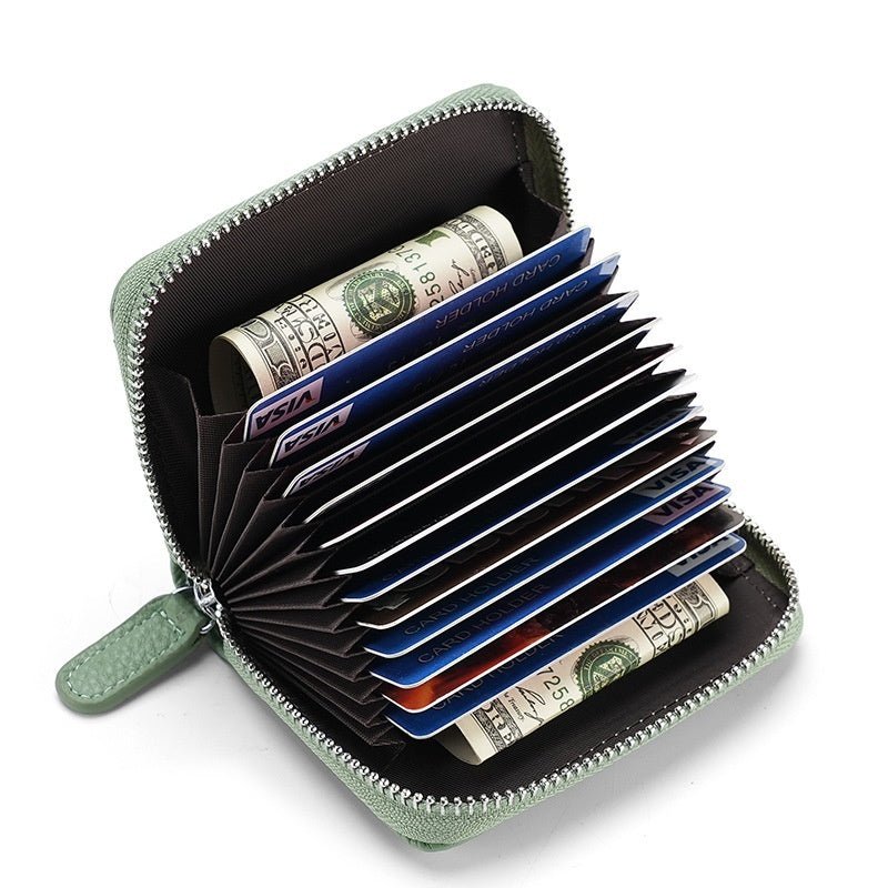 RFID Genuine Leather Card Wallet Men Women Purse With Coin Pocket Zipper Credit Card Holder Small Wallets Bags | Orazek UK Ltd