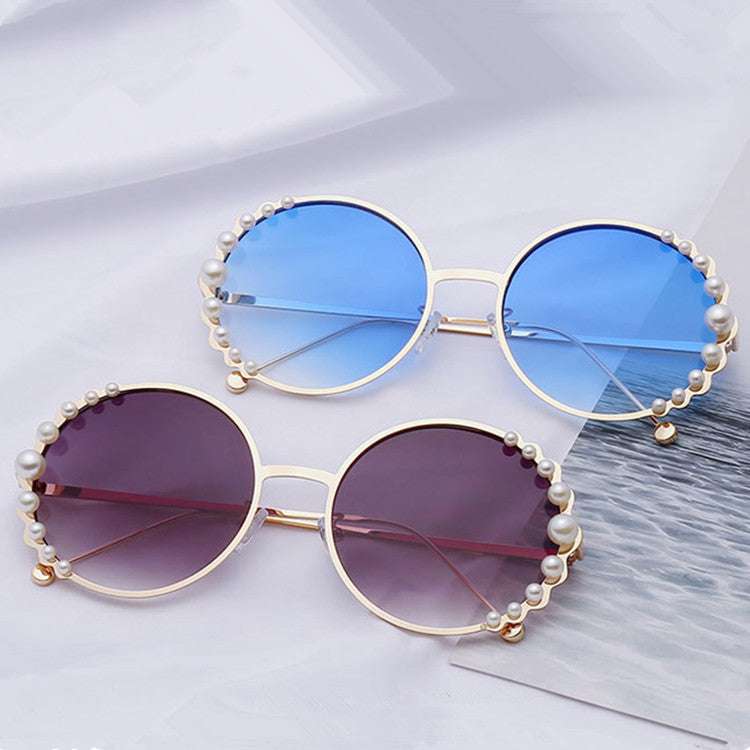Round frame pearl sunglasses ladies sunglasses | Orazek UK Ltd