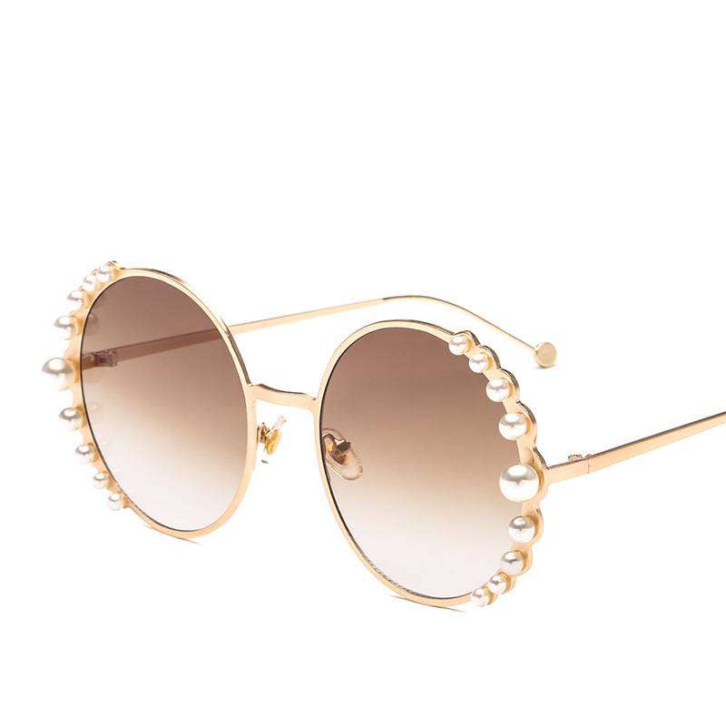 Round frame pearl sunglasses ladies sunglasses | Orazek UK Ltd
