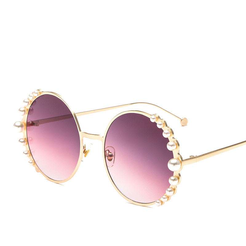 Round frame pearl sunglasses ladies sunglasses | Orazek UK Ltd