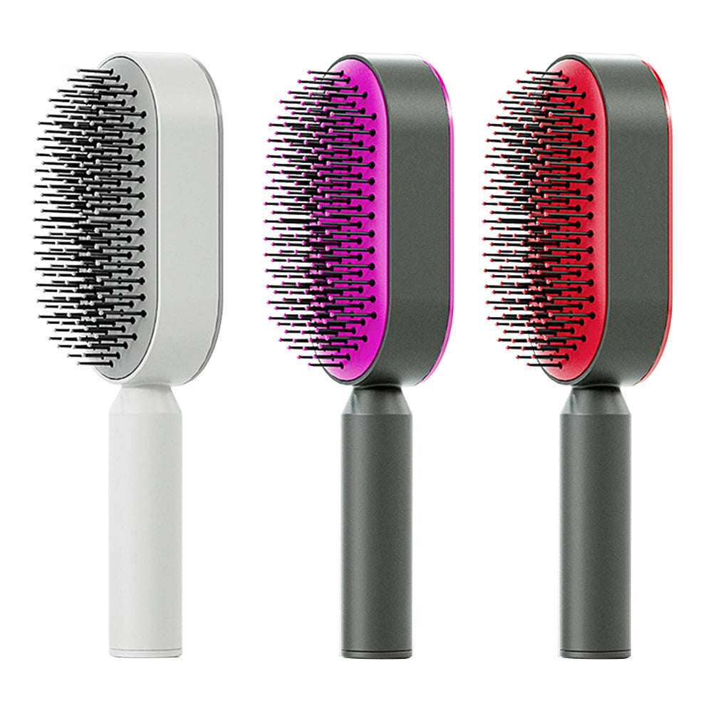 Self Cleaning Hair Brush For Women One-key Cleaning Hair Loss Airbag Massage Scalp Comb Anti-Static Hairbrush | Orazek UK Ltd