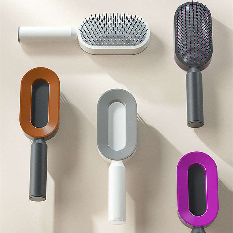 Self Cleaning Hair Brush For Women One-key Cleaning Hair Loss Airbag Massage Scalp Comb Anti-Static Hairbrush | Orazek UK Ltd