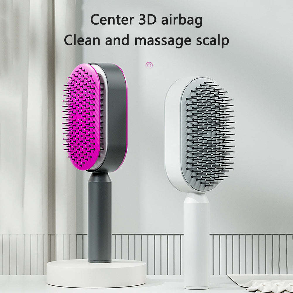 Self Cleaning Hair Brush For Women One-key Cleaning Hair Loss Airbag Massage Scalp Comb Anti-Static Hairbrush | Orazek UK Ltd