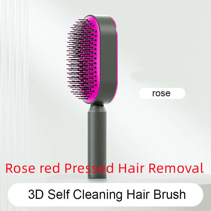 Self Cleaning Hair Brush For Women One-key Cleaning Hair Loss Airbag Massage Scalp Comb Anti-Static Hairbrush | Orazek UK Ltd