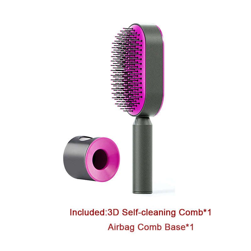 Self Cleaning Hair Brush For Women One-key Cleaning Hair Loss Airbag Massage Scalp Comb Anti-Static Hairbrush | Orazek UK Ltd