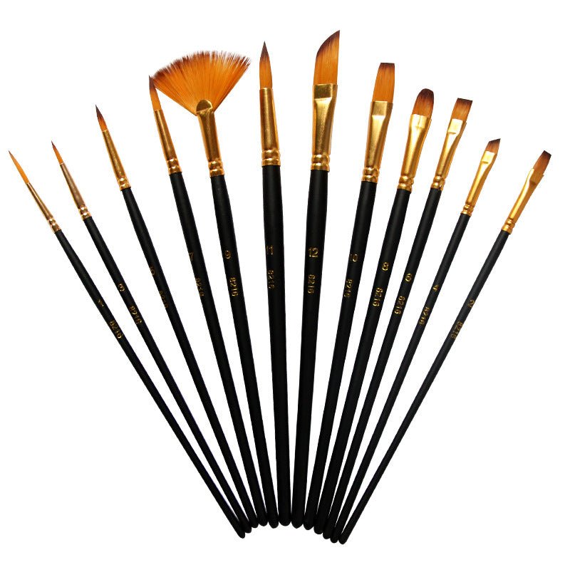 Set Of 12 Watercolor Acrylic Paint Brushes, Art Painting Pens, Nylon Brushes | Orazek UK Ltd