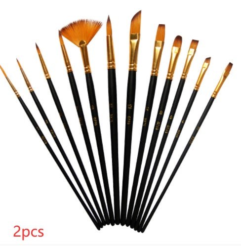 Set Of 12 Watercolor Acrylic Paint Brushes, Art Painting Pens, Nylon Brushes | Orazek UK Ltd