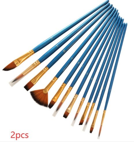 Set Of 12 Watercolor Acrylic Paint Brushes, Art Painting Pens, Nylon Brushes | Orazek UK Ltd