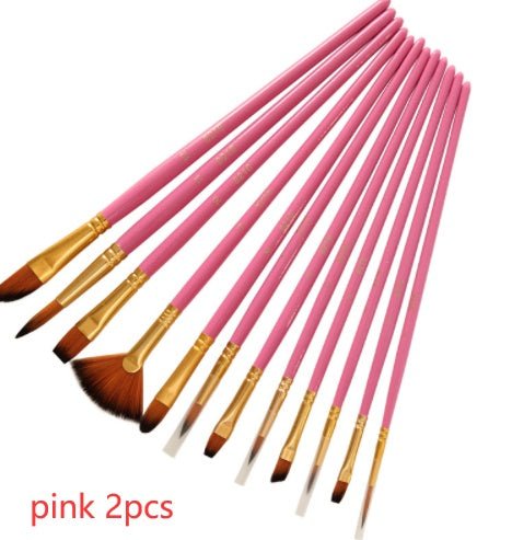 Set Of 12 Watercolor Acrylic Paint Brushes, Art Painting Pens, Nylon Brushes | Orazek UK Ltd