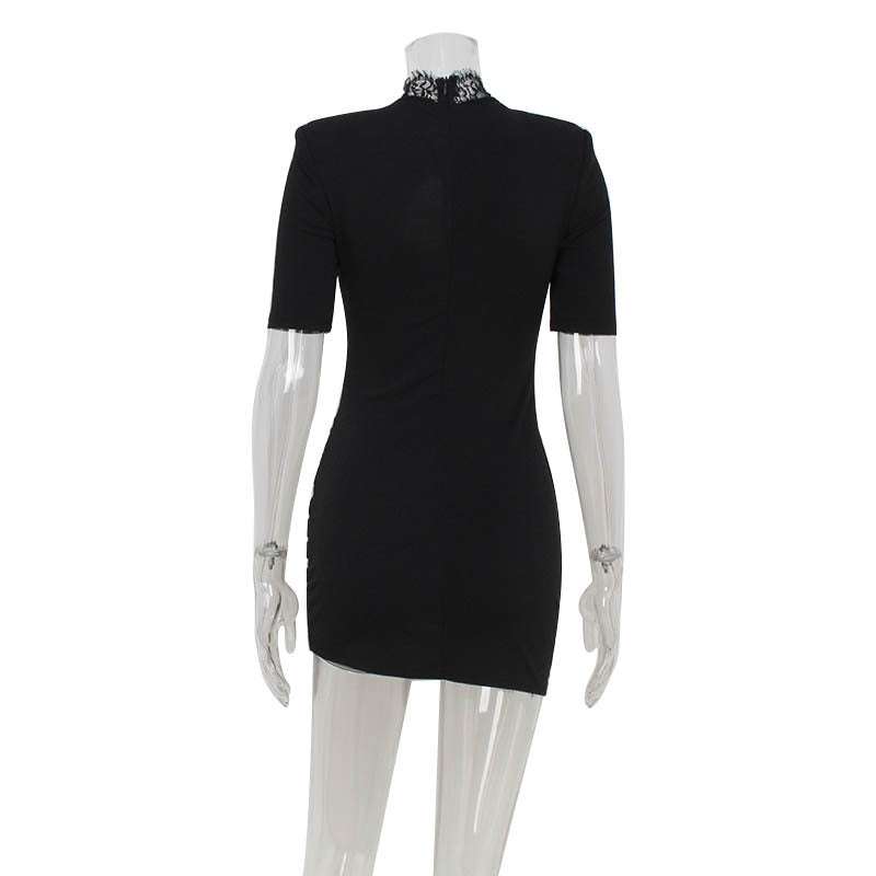 Sexy Lace Hollow-out Spliced Short Sleeve Dress | Orazek UK Ltd