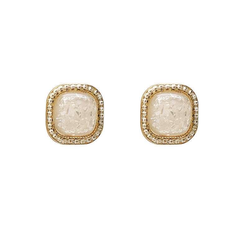 Simple Geometric Square Earring Stud Irregular Shell Broken Earring Female | Orazek UK Ltd