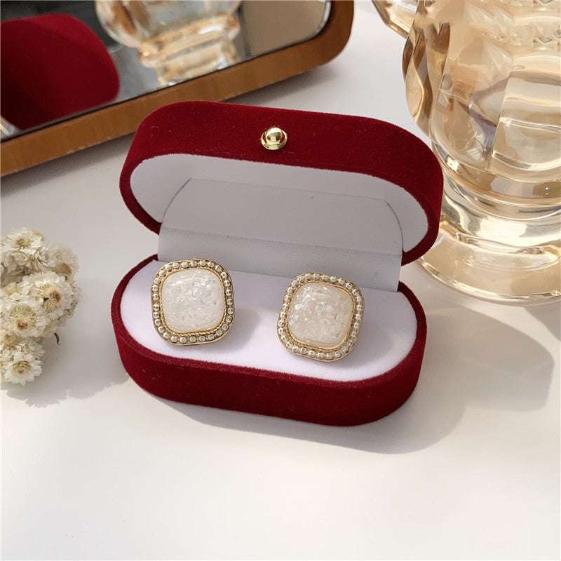 Simple Geometric Square Earring Stud Irregular Shell Broken Earring Female | Orazek UK Ltd
