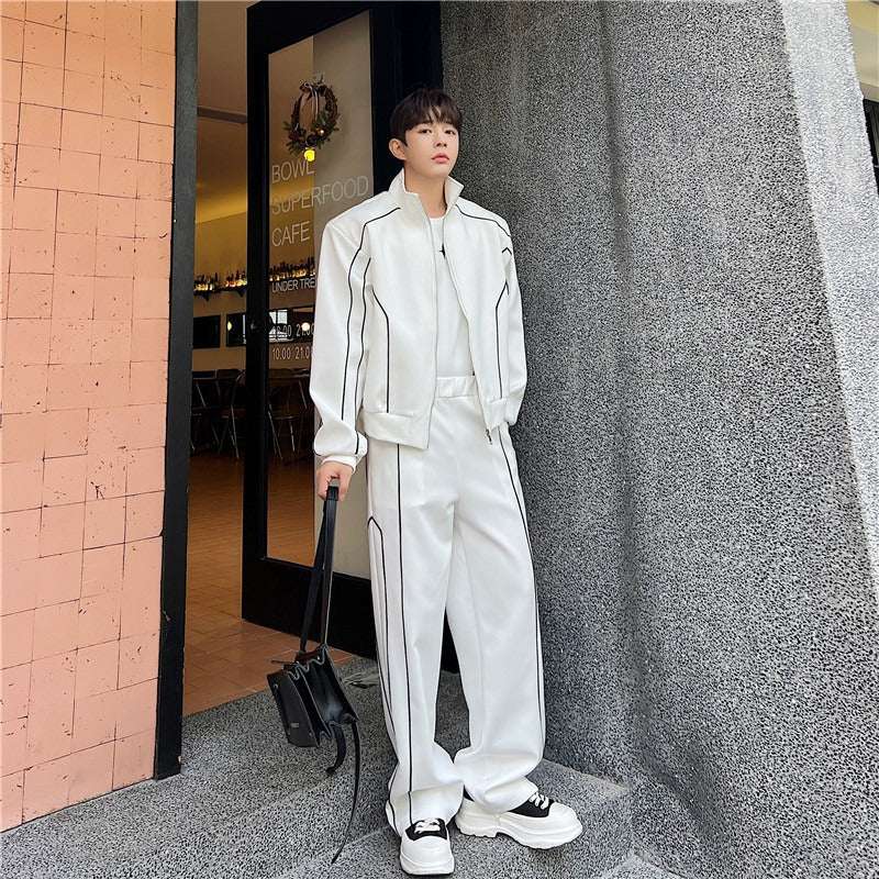 Sleek Edgy Casual Wide-leg Pants Sports Suit With Wide-leg Pants | Orazek UK Ltd