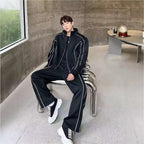 Sleek Edgy Casual Wide-leg Pants Sports Suit With Wide-leg Pants | Orazek UK Ltd