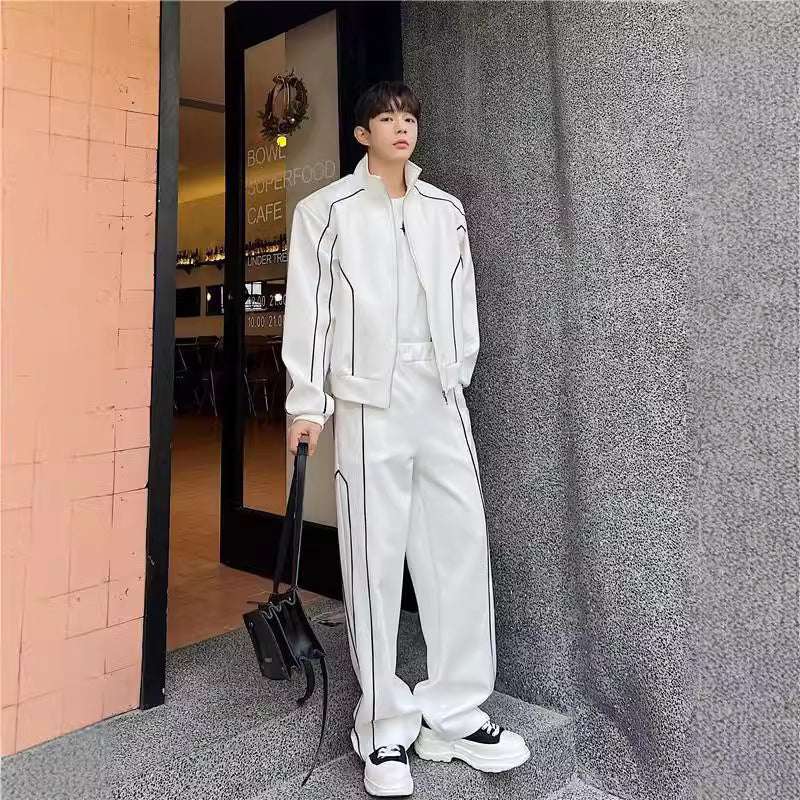 Sleek Edgy Casual Wide-leg Pants Sports Suit With Wide-leg Pants | Orazek UK Ltd