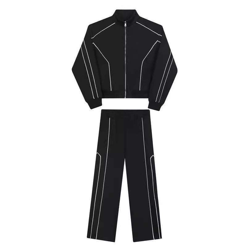 Sleek Edgy Casual Wide-leg Pants Sports Suit With Wide-leg Pants | Orazek UK Ltd