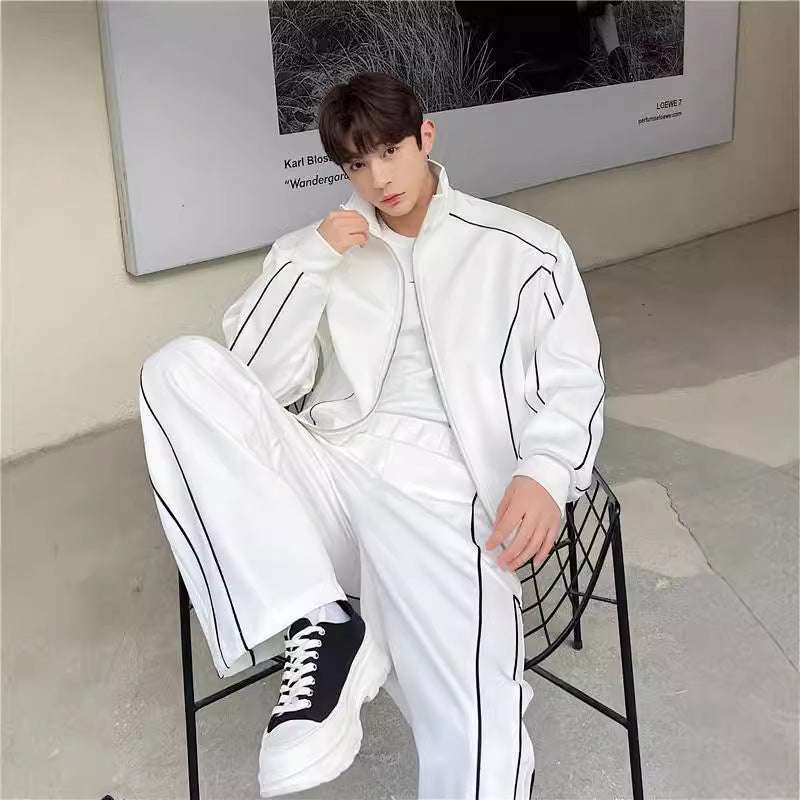 Sleek Edgy Casual Wide-leg Pants Sports Suit With Wide-leg Pants | Orazek UK Ltd