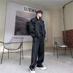 Sleek Edgy Casual Wide-leg Pants Sports Suit With Wide-leg Pants | Orazek UK Ltd