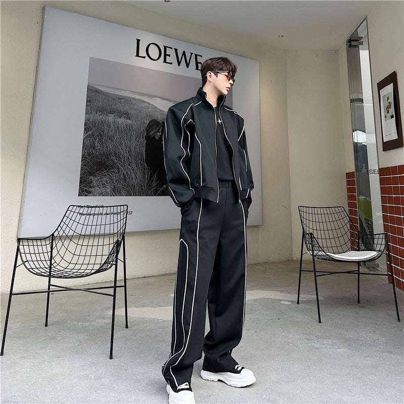 Sleek Edgy Casual Wide-leg Pants Sports Suit With Wide-leg Pants | Orazek UK Ltd