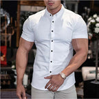 Slim Fit Short Sleeve Shirt Summer Men's Solid Color Casual Tops | Orazek UK Ltd