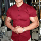 Slim Fit Short Sleeve Shirt Summer Men's Solid Color Casual Tops | Orazek UK Ltd