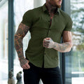 Slim Fit Short Sleeve Shirt Summer Men's Solid Color Casual Tops | Orazek UK Ltd