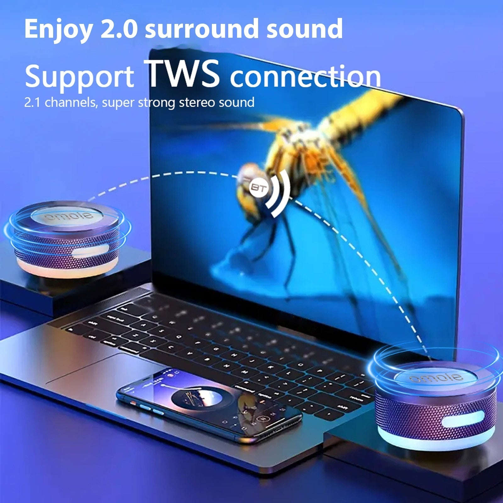 Small Wireless Bone Conduction Speakers Bluetooth Vibration Speaker With Color LED Light Portable Surface Adsorption Speaker | Orazek UK Ltd