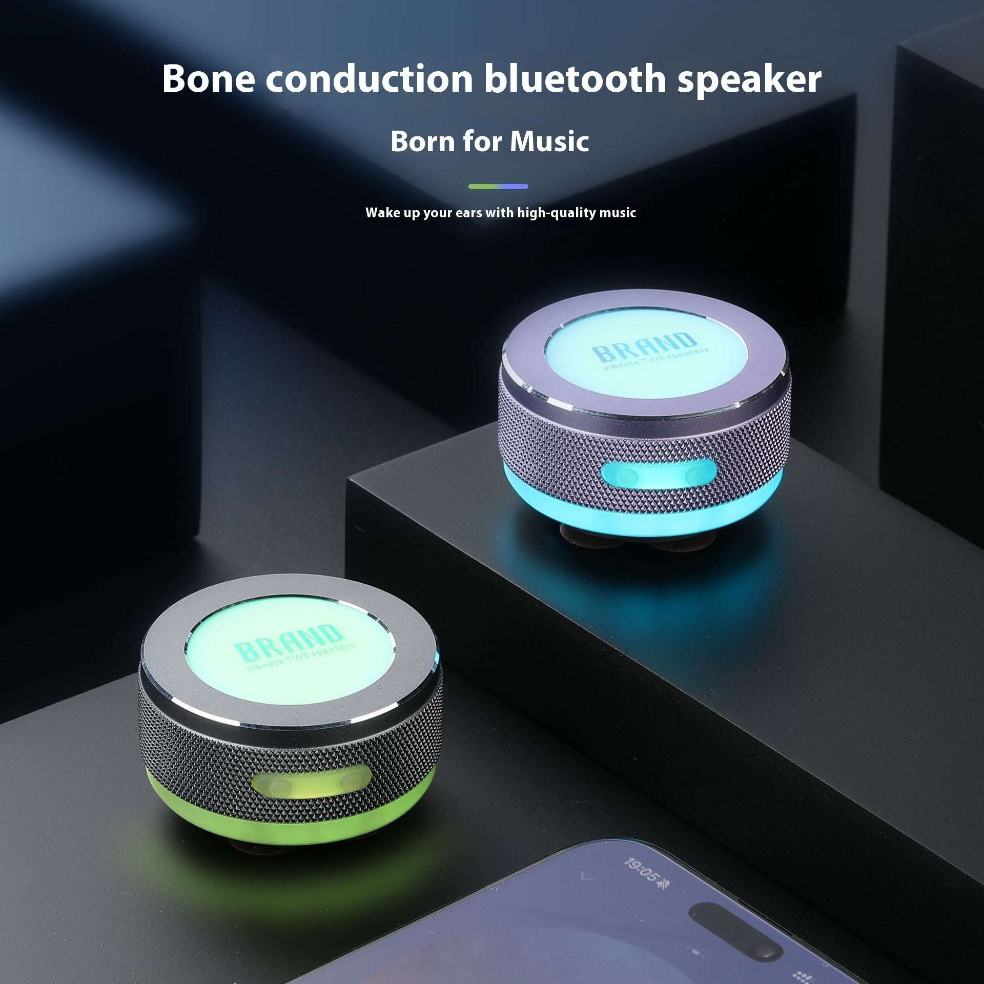 Small Wireless Bone Conduction Speakers Bluetooth Vibration Speaker With Color LED Light Portable Surface Adsorption Speaker | Orazek UK Ltd