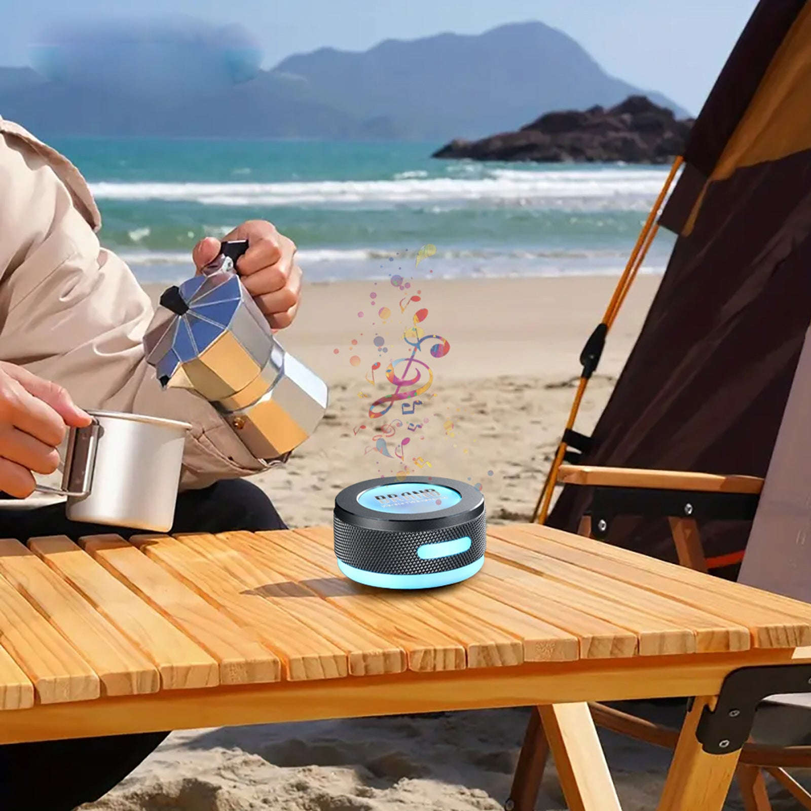 Small Wireless Bone Conduction Speakers Bluetooth Vibration Speaker With Color LED Light Portable Surface Adsorption Speaker | Orazek UK Ltd