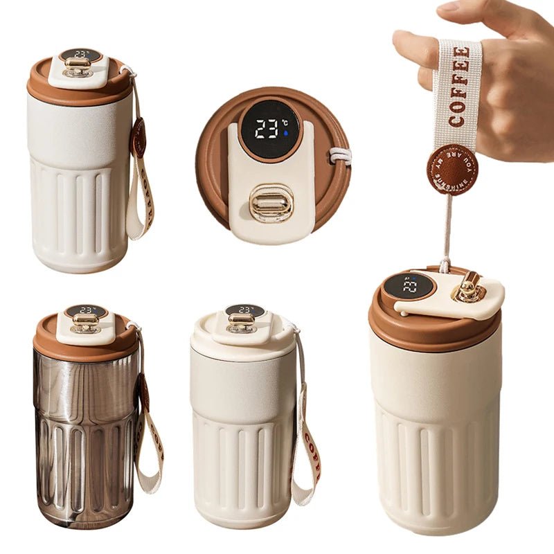 Smart Digital Thermal Bottle Portable Coffee Mug Stainless Steel Water Bottle In-Car Insulated Cup Keep Cold Vacuum Flasks 450ml | Orazek UK Ltd