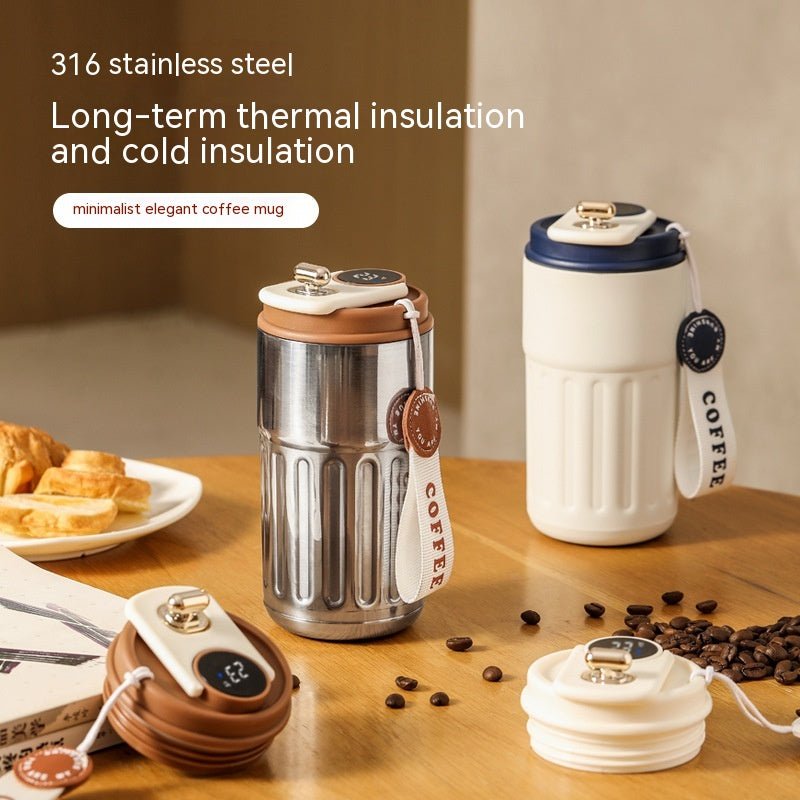 Smart Digital Thermal Bottle Portable Coffee Mug Stainless Steel Water Bottle In-Car Insulated Cup Keep Cold Vacuum Flasks 450ml | Orazek UK Ltd