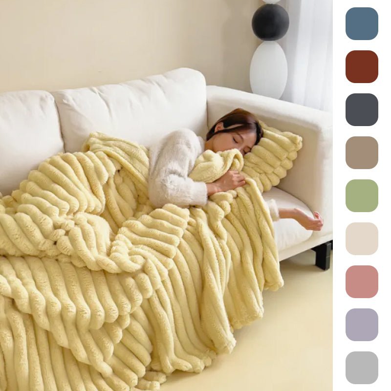 Soft Wind Bubble Velvet Blanket Warm Solid Rabbit Fur Blankets Double-sided Thickening Cover Throw Warm Fur Blanket | Orazek UK Ltd