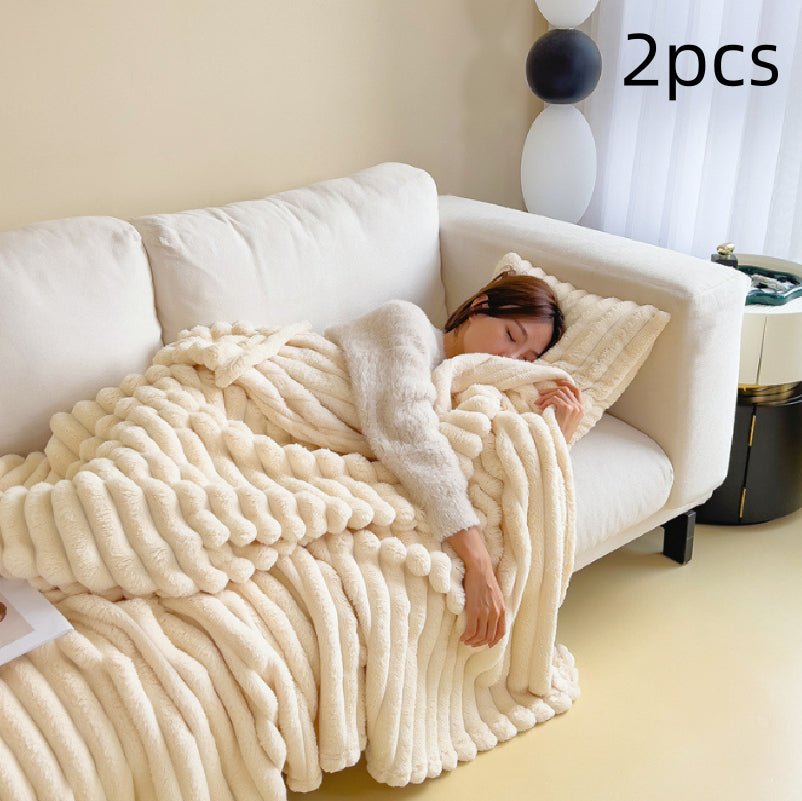Soft Wind Bubble Velvet Blanket Warm Solid Rabbit Fur Blankets Double-sided Thickening Cover Throw Warm Fur Blanket | Orazek UK Ltd