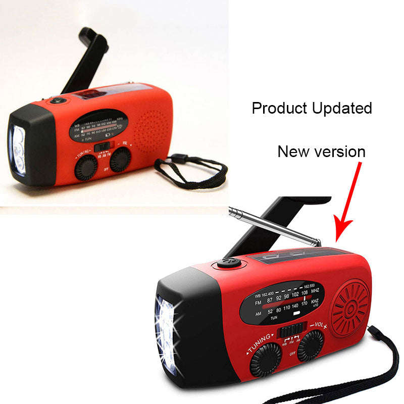 Solar hand crank USB charging radio flashlight | Orazek UK Ltd