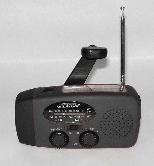 Solar hand crank USB charging radio flashlight | Orazek UK Ltd