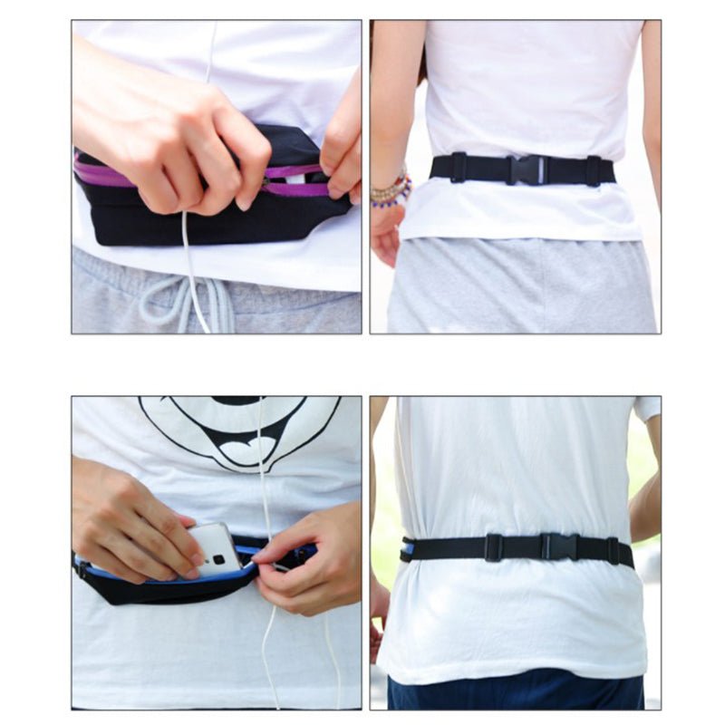 Sports Waist Bag With Double Pocket Slim Zip Running Phone Belt Bags | Orazek UK Ltd