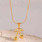 Stainless Steel Cherry Necklace Cute Earrings Ornament Women | Orazek UK Ltd