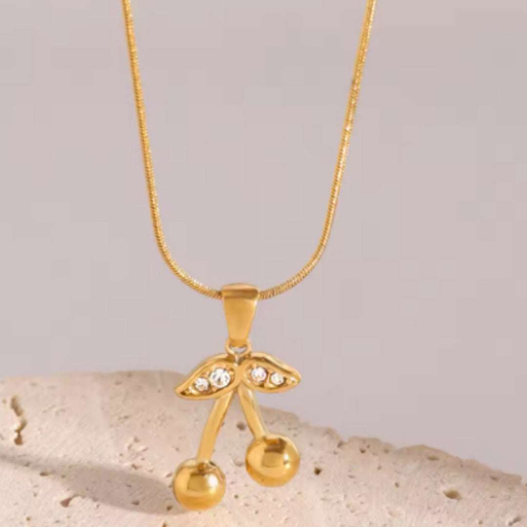 Stainless Steel Cherry Necklace Cute Earrings Ornament Women | Orazek UK Ltd