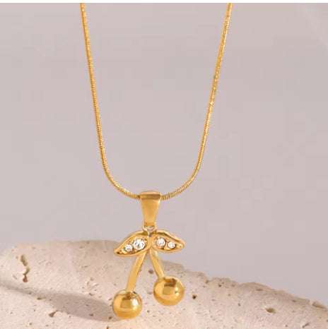 Stainless Steel Cherry Necklace Cute Earrings Ornament Women | Orazek UK Ltd